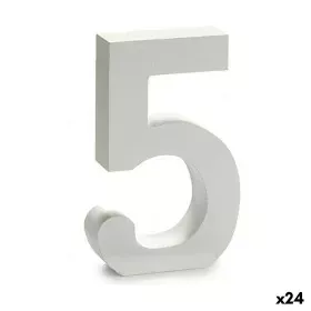 Numéro 5 Bois Blanc (2 x 16 x 14,5 cm) (24 Unités) de Pincello, Lettres et chiffres - Réf : S3616289, Prix : 14,02 €, Remise : %