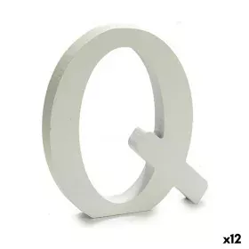 Letter Q Wood White (1,8 x 21 x 17 cm) (12 Units) by Pincello, Letters & Numbers - Ref: S3616290, Price: 10,59 €, Discount: %