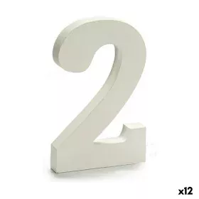 Numéro 2 Bois Blanc (1,8 x 21 x 17 cm) (12 Unités) de Pincello, Lettres et chiffres - Réf : S3616291, Prix : 9,52 €, Remise : %