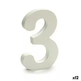 Number 3 Wood White (1,8 x 21 x 17 cm) (12 Units) by Pincello, Letters & Numbers - Ref: S3616293, Price: 10,59 €, Discount: %