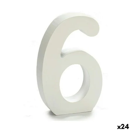 Número 6 Madeira Branco (2 x 16 x 14,5 cm) (24 Unidades) de Pincello, Letras e números para artesanato - Ref: S3616300, Preço...