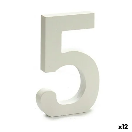 Número 5 Madera Blanco (1,8 x 21 x 17 cm) (12 Unidades) de Pincello, Letras y números para artesanía - Ref: S3616302, Precio:...