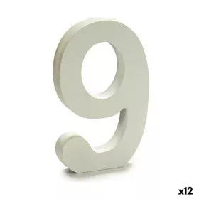 Numéro 9 Bois Blanc (1,8 x 21 x 17 cm) (12 Unités) de Pincello, Lettres et chiffres - Réf : S3616309, Prix : 9,52 €, Remise : %