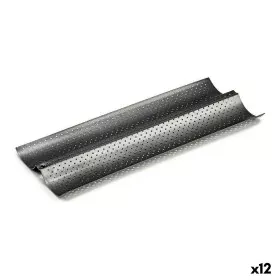 Molde para Baguettes Gris oscuro Metal Acero al carbono 16 x 2,5 x 38 cm Pan (12 Unidades) de Kinvara, Moldes para pan y plum...