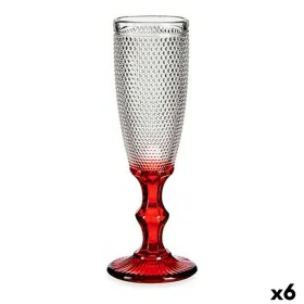 Champagne glass Red Transparent Points Glass 6 Units (180 ml) by Vivalto, Champagne flute - Ref: S3617421, Price: 18,82 €, Di...