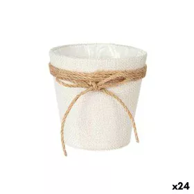 Macetero Lazo Blanco Cuerda Plástico 14 x 12,5 x 14 cm 14 x 14 x 14 cm (24 Unidades) de Ibergarden, Maceteros - Ref: S3618413...