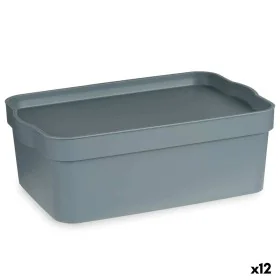 Aufbewahrungsbox mit Deckel Grau Kunststoff 6 L (21,5 x 11 x 32 cm) (12 Stück) von Kipit, Aufbewahrungsboxen und -truhen - Re...