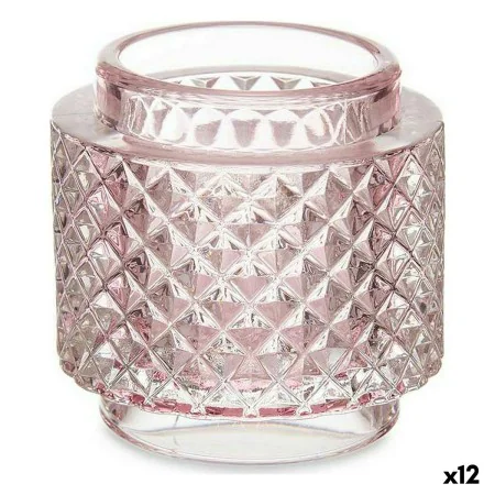 Bougeoir Rose verre (9 x 8,8 x 9 cm) (12 Unités) de Gift Decor, Bougeoirs et chandeliers - Réf : S3619169, Prix : 55,42 €, Re...