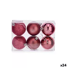 Conjunto de bolas de Natal Cor de Rosa PVC Ø 8 cm (24 Unidades) de Krist+, Natal - Ref: S3620394, Preço: 60,96 €, Desconto: %