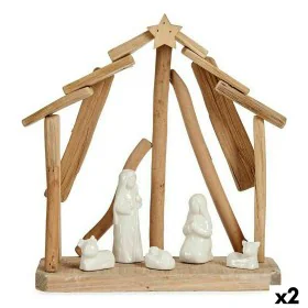 Crèche de Noël Céramique Marron Blanc 2 Unités 25 x 28 x 10 cm Naturel Bois (2 Unités) de Krist+, Noël - Réf : S3621465, Prix...