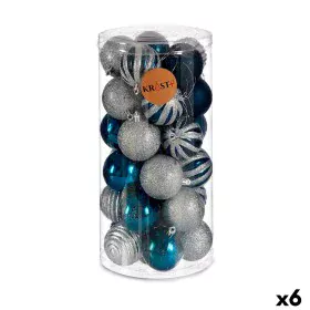 Lot de boules de Noël Bleu Argenté Plastique Ø 6 cm (6 Unités) de Krist+, Noël - Réf : S3622460, Prix : 55,83 €, Remise : %