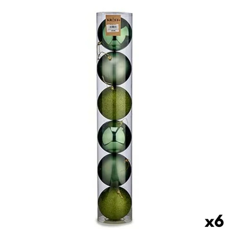 Set of Christmas balls 6 Pieces Green Plastic Ø 12 cm (6 Units) by Krist+, Christmas - Ref: S3622494, Price: 35,70 €, Discoun...