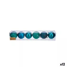 Set de Bolas de Navidad Azul Plástico Ø 7 cm (12 Unidades) de Krist+, Navidad - Ref: S3622498, Precio: 24,95 €, Descuento: %