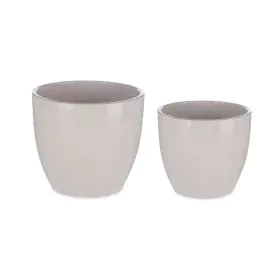 Set de Macetas Ø 22 cm Ø 28 cm 2 Piezas Gris Arcilla de Ibergarden, Macetas para flores - Ref: S3622837, Precio: 19,89 €, Des...