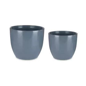 Conjunto de Vasos 2 Peças Ø 22 cm Ø 28 cm Antracite Argila de Ibergarden, Vasos para flores - Ref: S3622838, Preço: 19,09 €, ...