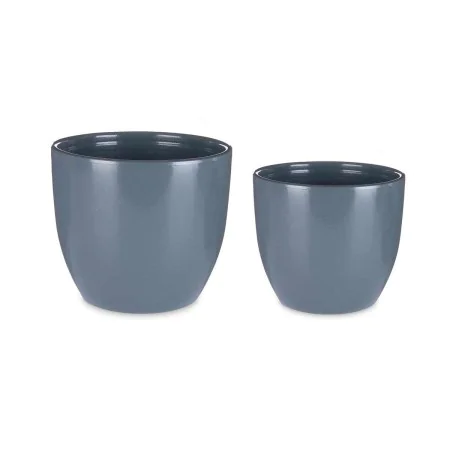 Set of pots 2 Pieces Ø 22 cm Ø 28 cm Anthracite Clay by Ibergarden, Flower Pots - Ref: S3622838, Price: 19,89 €, Discount: %