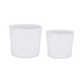 Conjunto de Vasos Ø 22 cm Ø 27 cm 2 Peças Branco Argila de Ibergarden, Vasos para flores - Ref: S3622839, Preço: 19,09 €, Des...