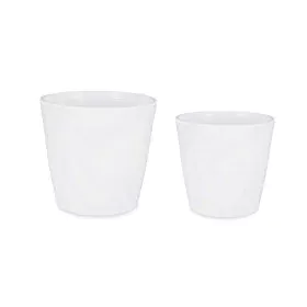 Set of pots 2 Pieces Ø 22 cm Ø 28 cm White Clay by Ibergarden, Flower Pots - Ref: S3622843, Price: 19,89 €, Discount: %