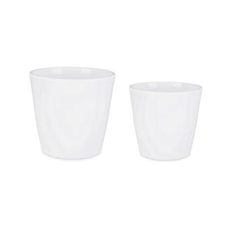 Conjunto de Vasos 2 Peças Ø 22 cm Ø 28 cm Branco Argila de Ibergarden, Vasos para flores - Ref: S3622843, Preço: 19,89 €, Des...