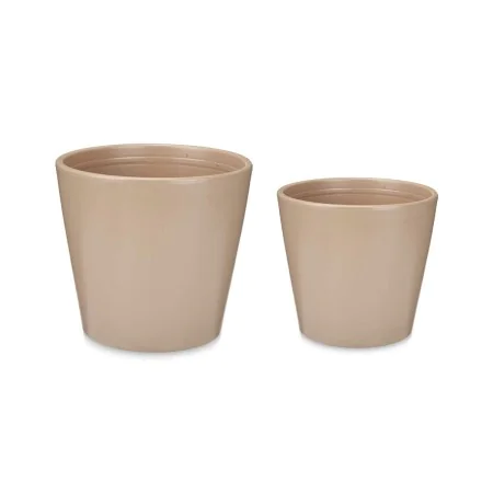 Conjunto de Vasos 2 Peças Ø 22 cm Ø 28 cm Bege Argila de Ibergarden, Vasos para flores - Ref: S3622844, Preço: 19,89 €, Desco...