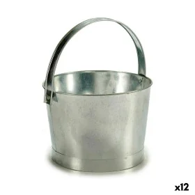 Plant pot Bucket Silver Zinc 25 x 30 x 26,5 cm (12 Units) by Ibergarden, Flower Pots - Ref: S3623081, Price: 51,65 €, Discoun...