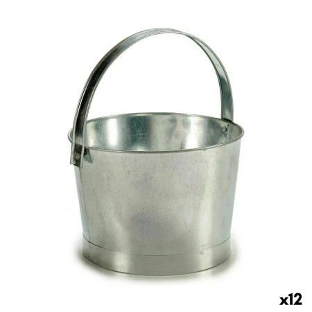 Plant pot Bucket Silver Zinc 25 x 30 x 26,5 cm (12 Units) by Ibergarden, Flower Pots - Ref: S3623081, Price: 51,65 €, Discoun...