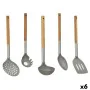 Ensemble d'ustensiles de cuisine Gris Acier inoxydable Bois d'acacia (6 Unités) de Kinvara, Spatules pour barbecue - Réf : S3...