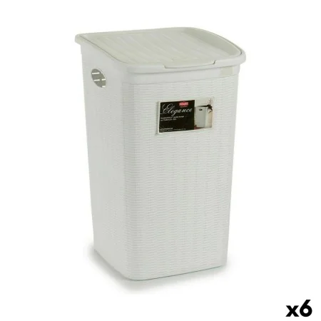 Laundry Basket Stefanplast Elegance White Plastic 50 L 36,5 x 54,5 x 38 cm (6 Units) by Stefanplast, Laundry Baskets - Ref: S...