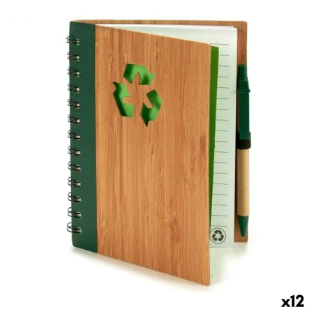 Spiral Notebook with Pen Bamboo 1 x 18 x 14 cm (12 Units) by Pincello, Wirebound Notebooks - Ref: S3623421, Price: 21,84 €, D...