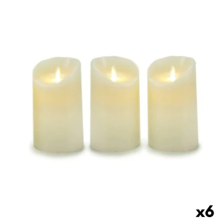 Candle Set Oscillation LED Cream 8 x 13 x 8 cm (6 Units) by Gift Decor, Candle Lights - Ref: S3623462, Price: 89,72 €, Discou...