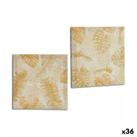 Canvas Leaf of a plant Golden 28 x 28 x 1,5 cm (36 Units) by Gift Decor, Prints on Canvas - Ref: S3623512, Price: 34,50 €, Di...