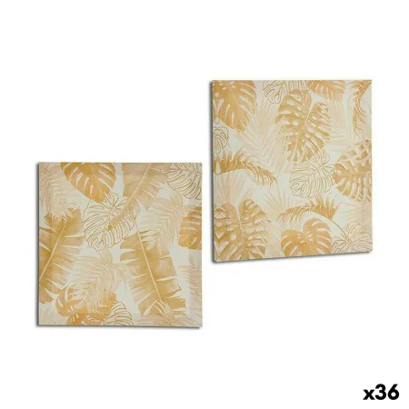 Canvas Leaf of a plant Golden 28 x 28 x 1,5 cm (36 Units) by Gift Decor, Prints on Canvas - Ref: S3623512, Price: 33,95 €, Di...