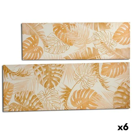 Tela Folha de planta Dourado 135 x 45 x 1,5 cm (6 Unidades) de Gift Decor, Impressões sobre tela - Ref: S3623515, Preço: 36,0...