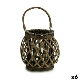 Candleholder Grey Brown wicker Glass 29,5 x 24 x 22 cm (6 Units) by Gift Decor, Candelabras and candle holders - Ref: S362363...