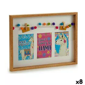 Porte photos mural Pompons Lama Multicouleur Bois 30 x 3 x 41 cm (8 Unités) de Gift Decor, Cadres muraux et de table - Réf : ...