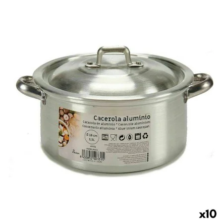 Topf mit Deckel Silberfarben Aluminium 1,5 L 18 x 10 x 23,5 cm (10 Stück) von Kinvara, Simmertöpfe - Ref: S3623649, Preis: 56...