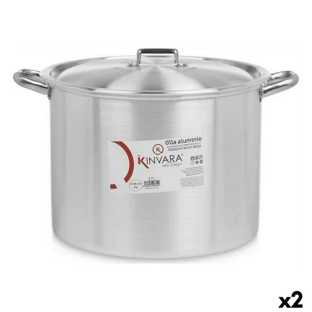 Olla con Tapa Ø 34 cm Plateado Aluminio (2 Unidades) de Kinvara, Ollas rectas - Ref: S3623672, Precio: 73,28 €, Descuento: %