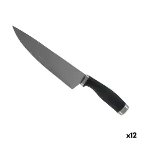 Coltello da Cucina 5 x 2 x 33 cm Argentato Nero Acciaio inossidabile Plastica (12 Unità) di Kinvara, Coltelli da Chef - Rif: ...