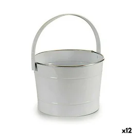 Planter Bucket White Silver Zinc 25 x 29,5 x 27 cm (12 Units) by Ibergarden, Cachepots - Ref: S3623812, Price: 60,66 €, Disco...