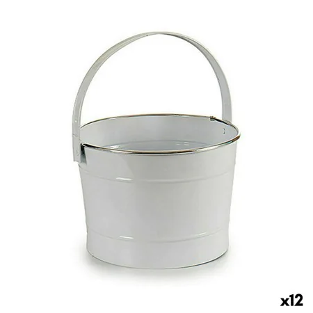 Cache-pot Seau Blanc Argenté Zinc 25 x 29,5 x 27 cm (12 Unités) de Ibergarden, Cache-pots - Réf : S3623812, Prix : 61,87 €, R...