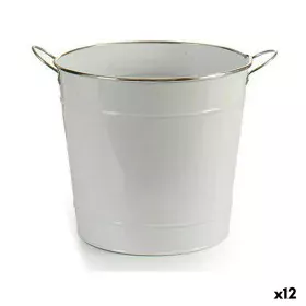 Planter Bucket White Silver Metal 29 x 27 x 37 cm (12 Units) by Ibergarden, Cachepots - Ref: S3623815, Price: 85,80 €, Discou...