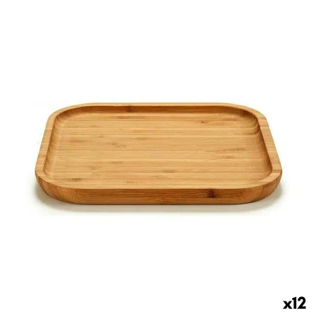 Snack tray Squared Brown Bamboo 20 x 1,5 x 20 cm (12 Units) by Kinvara, Plates and dishes - Ref: S3623918, Price: 40,47 €, Di...