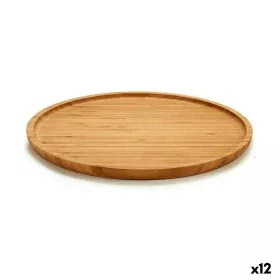 Snack tray Circular Brown Bamboo 30 x 1,5 x 30 cm (12 Units) by Kinvara, Plates and dishes - Ref: S3623922, Price: 61,87 €, D...