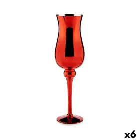 Candleholder Crystal Red 13,5 x 4,5 x 13,5 cm (6 Units) by Gift Decor, Candelabras and candle holders - Ref: S3624042, Price:...