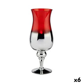 Bougeoir Verre Rouge Argenté 13 x 35 x 13 cm (6 Unités) de Gift Decor, Bougeoirs et chandeliers - Réf : S3624046, Prix : 36,5...