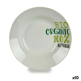 Piatto Fondo Organic Bianco Verde Ø 20,6 cm Porcellana (10 Unità) di BigBuy Home, Piatti e teglie - Rif: S3624284, Prezzo: 20...