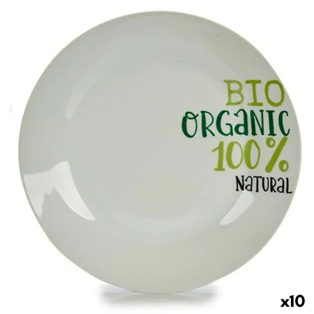 Flat Plate Organic Porcelain 24,4 x 2,6 x 24,4 cm (10 Units) by BigBuy Home, Plates and dishes - Ref: S3624286, Price: 23,10 ...