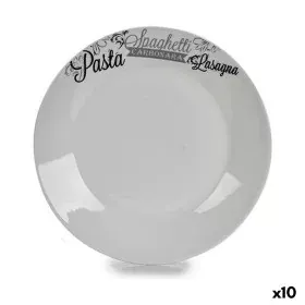 Assiette plate Ø 24,4 cm Noir Blanc Porcelaine Pâtes (10 Unités) de BigBuy Home, Plats et plateaux - Réf : S3624291, Prix : 2...