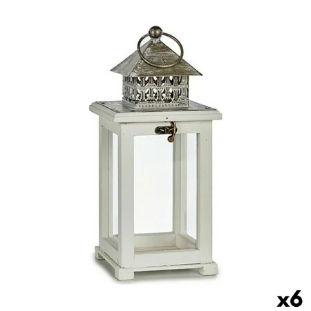 Farol Blanco Plateado Madera Metal 13 x 29 x 13 cm (6 Unidades) de Gift Decor, Candelabros y portavelas - Ref: S3624352, Prec...