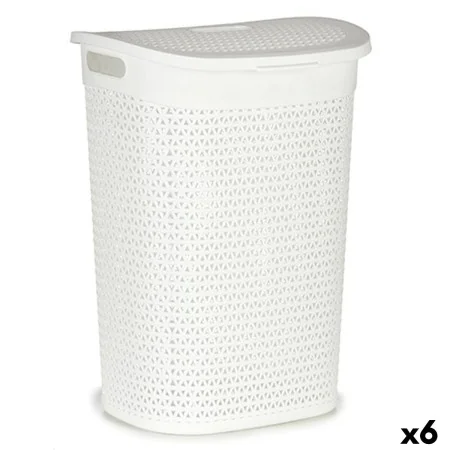 Laundry Basket White Plastic 60 L 43,5 x 57,5 x 34 cm (6 Units) by Kipit, Laundry Baskets - Ref: S3624478, Price: 71,70 €, Di...